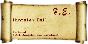 Hintalan Emil névjegykártya